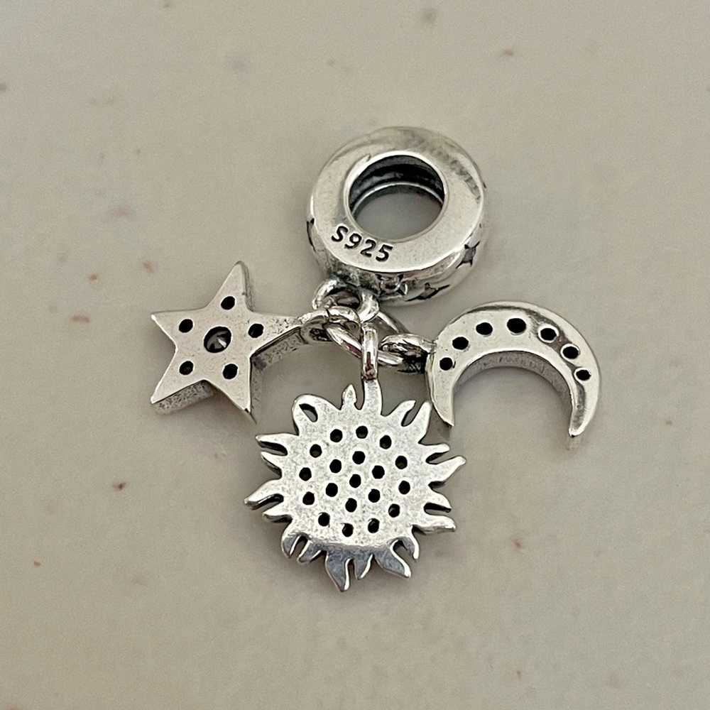 Celestial Galaxy Sterling Silver Bracelet Charm - Picture 2 of 3